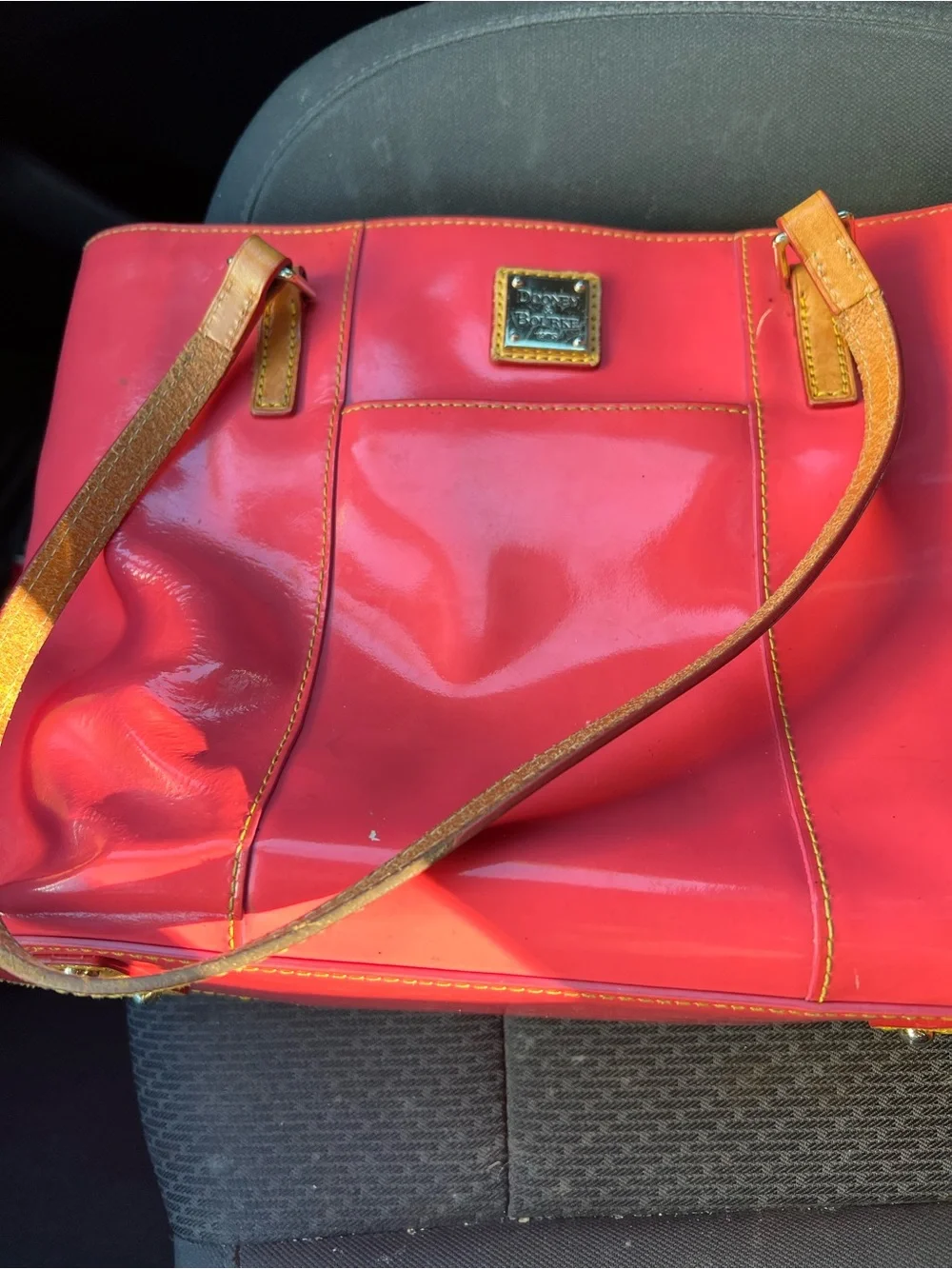 Dooney & Bourke Red/corral Patent Leather Tote